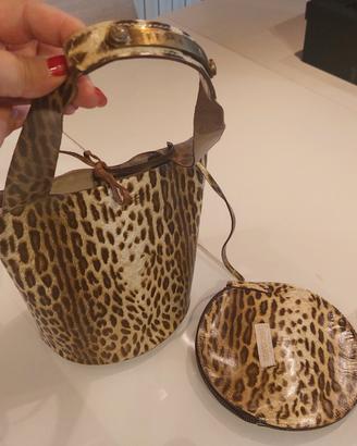 Roberto Cavalli borsa secchiello Vintage maculato 