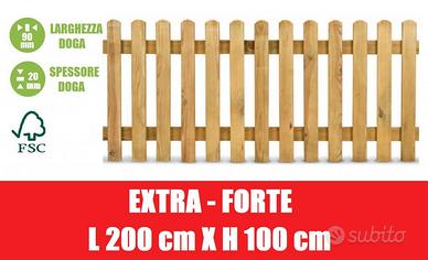 Steccato in Legno di Pino con Doghe L 200cmxH100cm