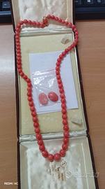 Collana in corallo rosso Cerasuolo + 2 orecchini