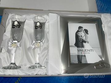 Set 2 calici e cornice argento 25 anniversario