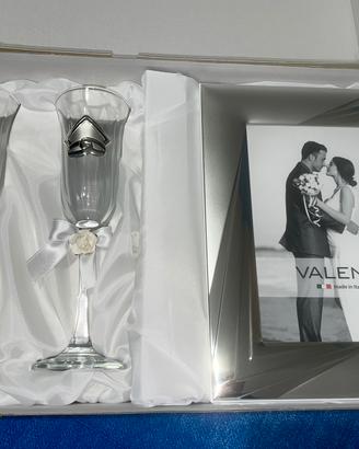 Set 2 calici e cornice argento 25 anniversario