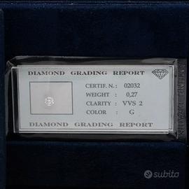 DIAMANTE NATURALE  TAGLIO BRILLANTE 0.27 CT VVS2