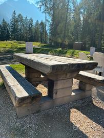 6 tavoli da giardino in legno massiccio 0,9m x 2m