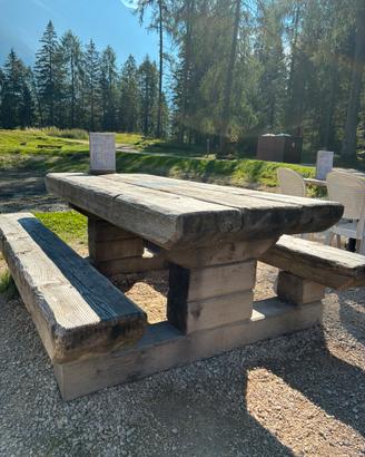6 tavoli da giardino in legno massiccio 0,9m x 2m