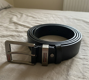 Cintura uomo nera 120 cm regolabile fibbia metallo