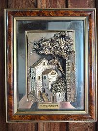bassorilievo vintage laminato in argento 