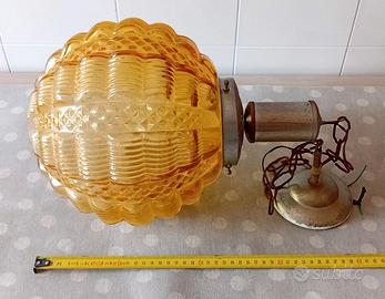 Lampadario vintage '60 '70 vetro ambrato rilievo