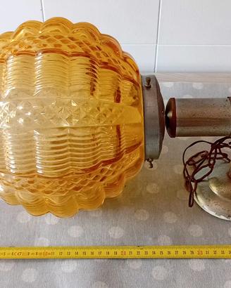 Lampadario vintage '60 '70 vetro ambrato rilievo
