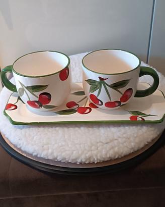 Set 2 tazze grandi e vassoio 