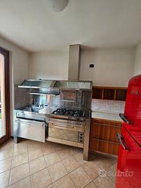 cucina acciaio inox + 2 mobili legno