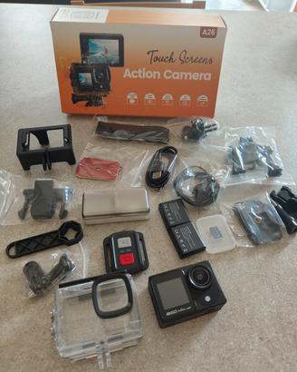 Action camera doppio schermo 4k 60 FPS touch water