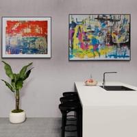 Quadri astratti dipinto su tela pezzo unico coppia