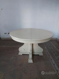 Tavolo Shabby Chic rotondo allungabile bianco
