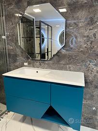 STOCK MOBILE DA BAGNO COMPLETO 1973 BLU PETROLIO