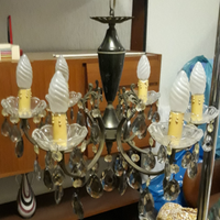 Lampadario vintage anni 60-70 con cristalli scuri