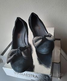 scarpe nere Viamaestra vera pelle scamosciata