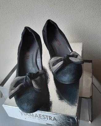 scarpe nere Viamaestra vera pelle scamosciata
