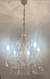 Lampadario: Modello a Gabbia  Festoni di Cristallo