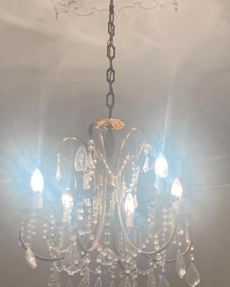 Lampadario: Modello a Gabbia  Festoni di Cristallo