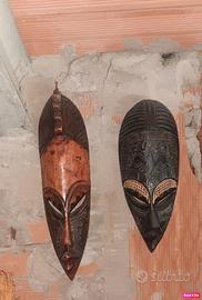 Coppia Maschere Africane Legno Intagliato