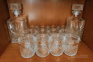 doppio servizio whisky 2 decanter e 12 bicchieri