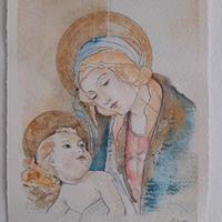 Quadro dipinto a mano in grafite ed acquerelli