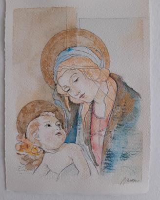 Quadro dipinto a mano in grafite ed acquerelli