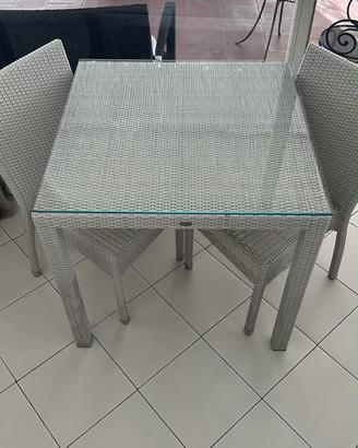Tavolo + 2 Sedie 150€ BELAIR BIANCO RATTAN