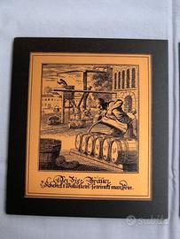 Antico quadro in rame Der Bierbrauer birraio