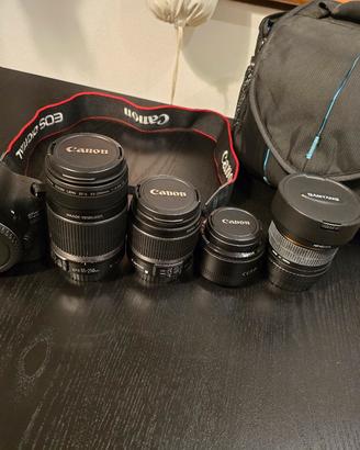 Canon 550d con kit completo obiettivi