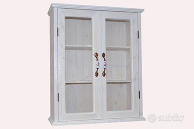 vetrina pensile e d'appoggio in legno arte povera