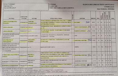 Libri istituto tecnico meccatronico Fermi Treviso