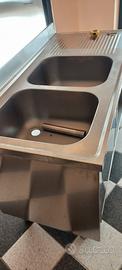 lavatoio inox a  doppia vasca  160x70x85 
