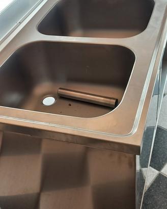 lavatoio inox a  doppia vasca  160x70x85 