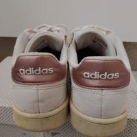 Scarpe Adidas bianche con righe bronzo n. 37,5