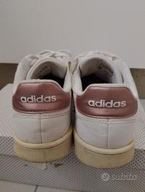 Scarpe Adidas bianche con righe bronzo n. 37,5