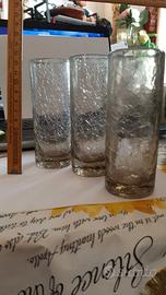 3 Bicchieri in vetro ad effetto craquelé