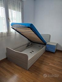 Letto singolo con contenitore + comodino