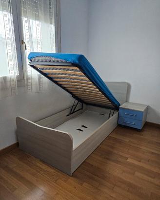 Letto singolo con contenitore + comodino