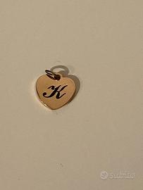 Ciondolo cuore oro lettera K