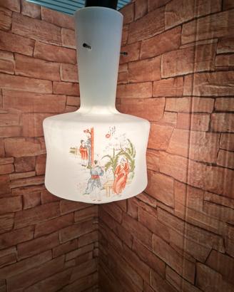 Lampadario a Sospensione Vintage   vetro opalino