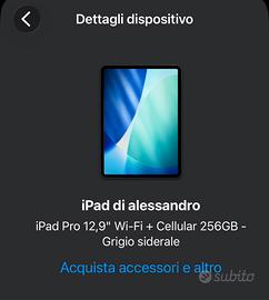 Apple Ipad  Pro 12,9 wifi+ cellular 6th gen