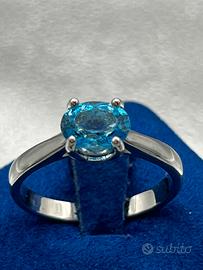 Anello con topazio naturale blu ct 1,20