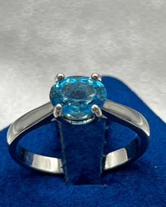 Anello con topazio naturale blu ct 1,20