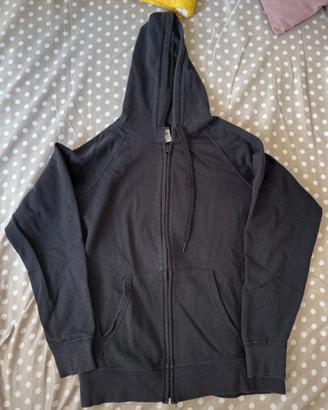 felpa fruit of the loom nera con zip e cappuccio