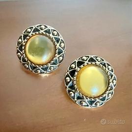 Coppia spille “broche” oro/ambra