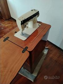  macchina da cucire in mobiletto in radica