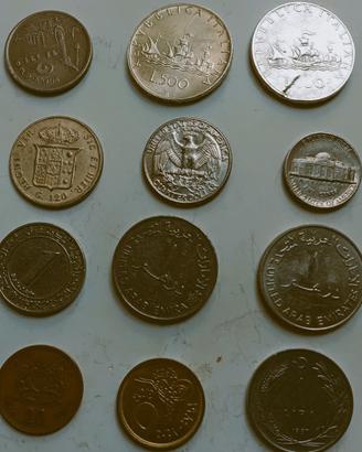 12 monete 2 italiane 500 lire  10extra europee