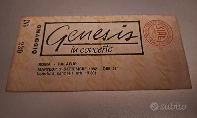 Biglietto OMAGGIO concerto GENESS Roma 7 Sett.82.