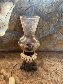 Lampada da salotto in vetro e porcellana